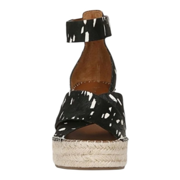 Franco Sarto Carma Black & White Calf Hair Wedge Espadrille Sandals – 8.5- NWOB - Picture 4 of 7